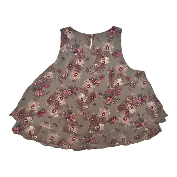 LOFT Gray, floral, peacock feather, layered
Sleeveless Blouse Size: MP NWOT - Picture 4 of 9
